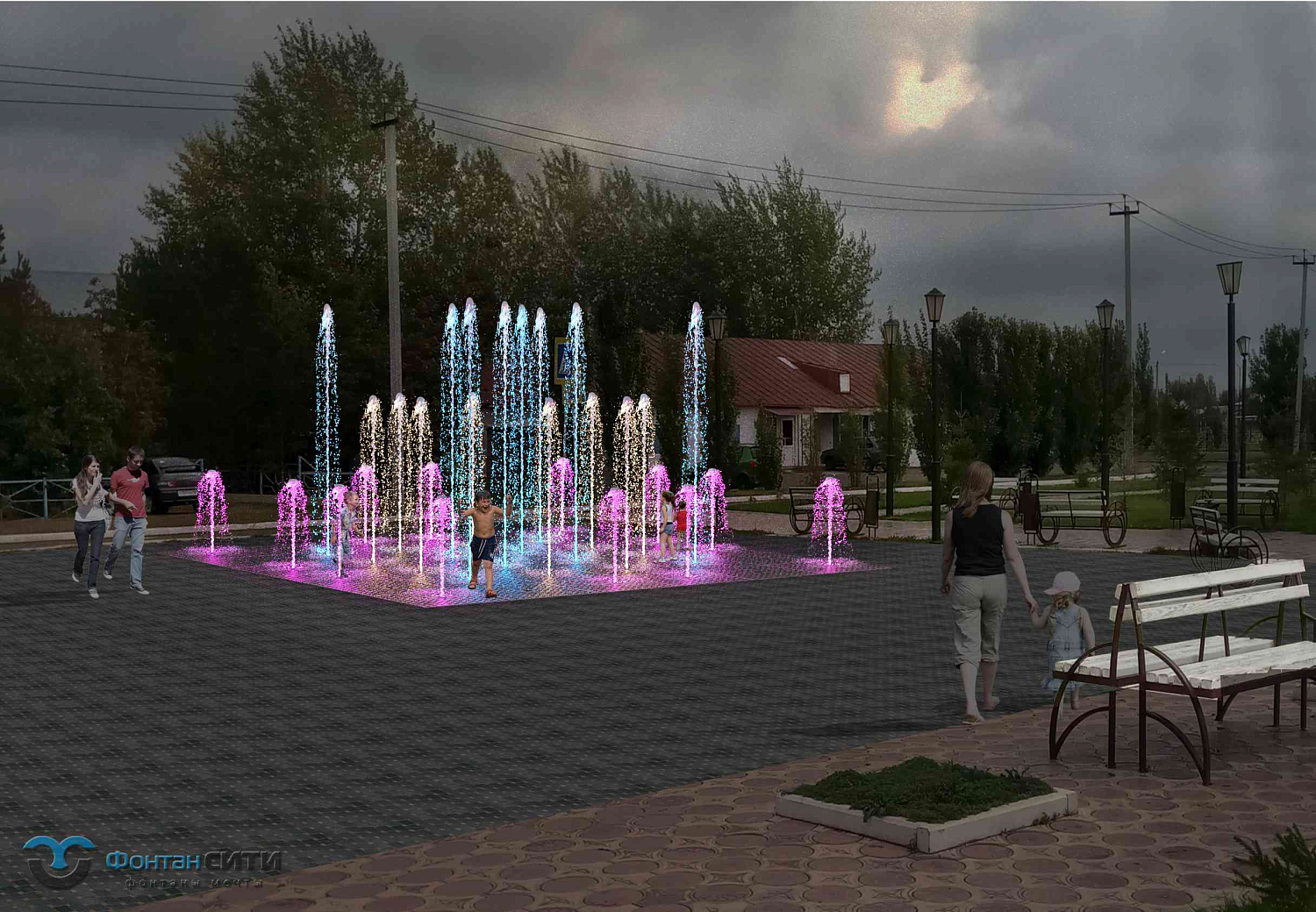 Пешеходный фонтан г. Оренбург