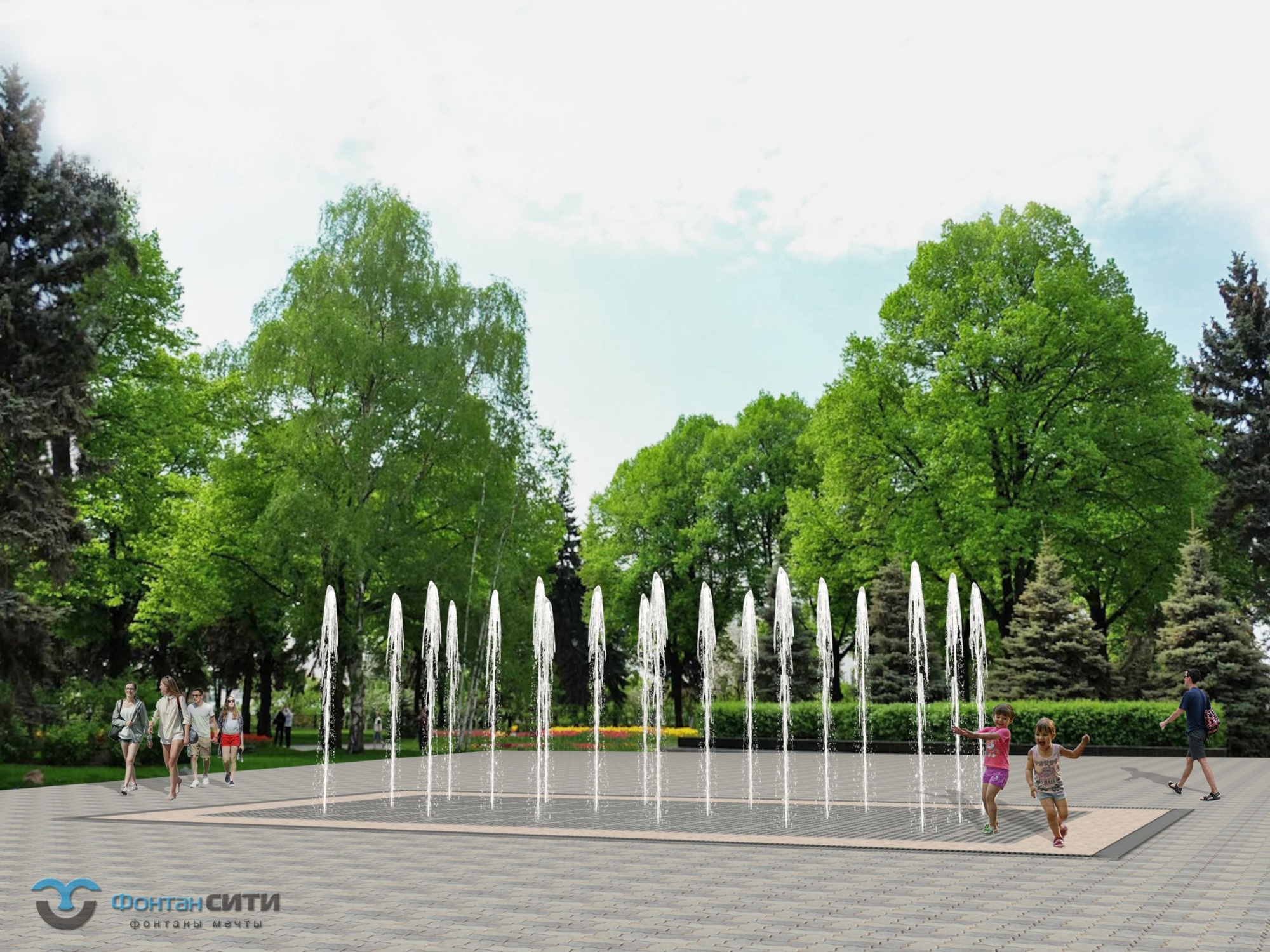 Динамический фонтан сухой конструкции - Фонтан СИТИ. Тел: 8-800-234-5405