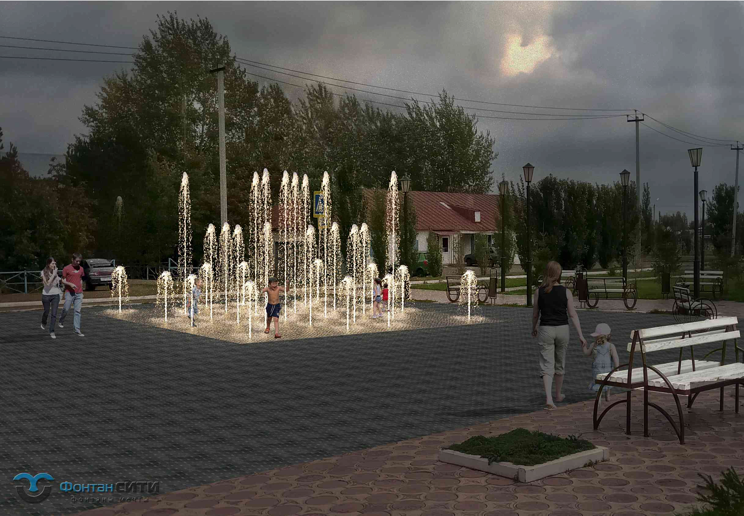 Пешеходный фонтан г. Оренбург