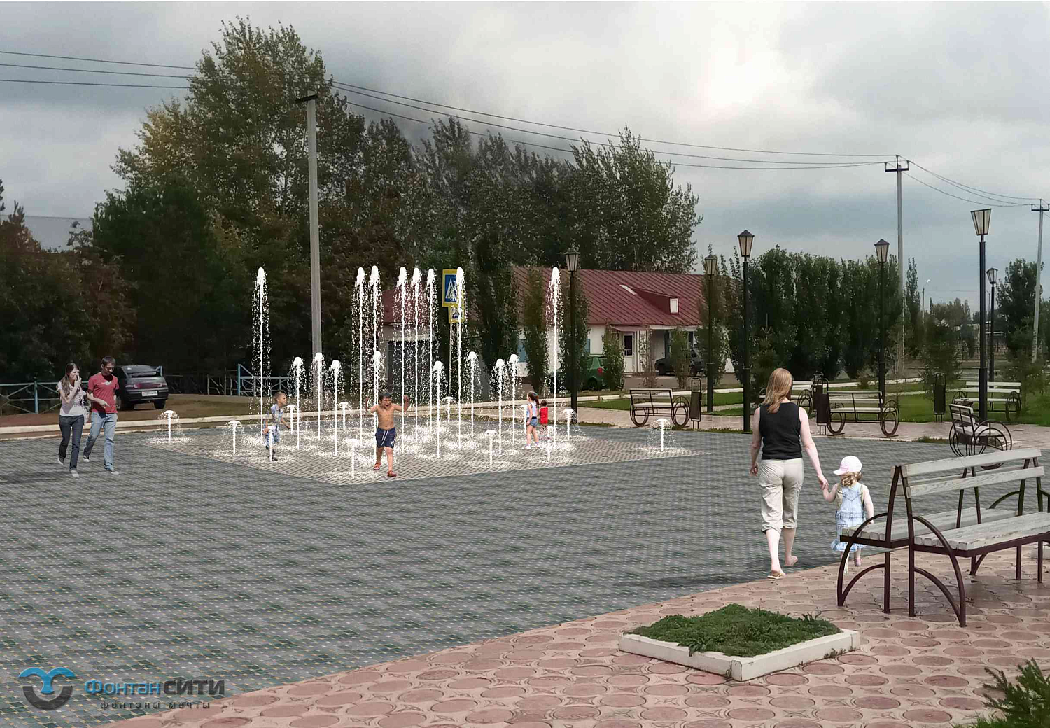 Пешеходный фонтан г. Оренбург